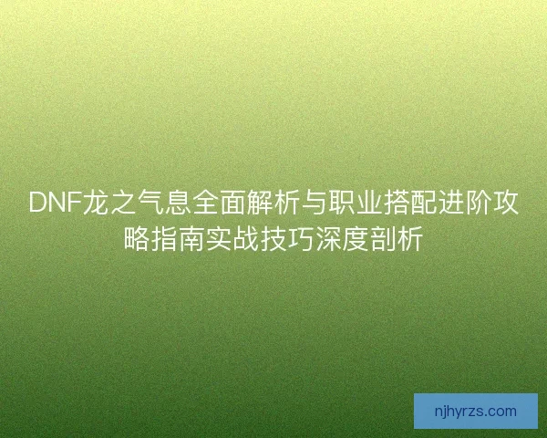 DNF龙之气息全面解析与职业搭配进阶攻略指南实战技巧深度剖析